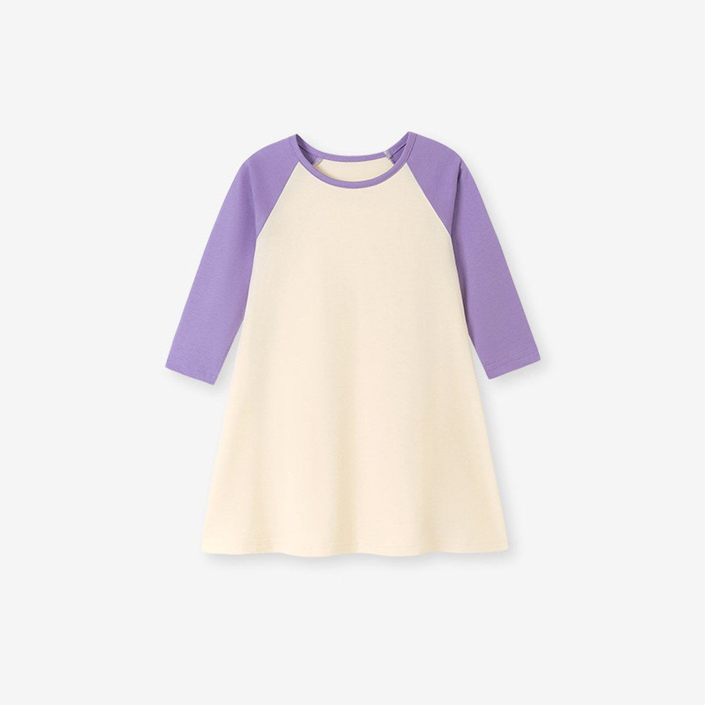 Baby Kids Girls Color Patchwork Long Sleeves Dress