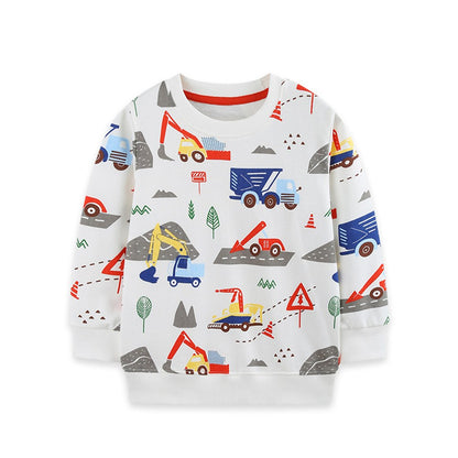 Kids Boys Cartoon Pattern Crew Neck Long Sleeves Sweatshirt