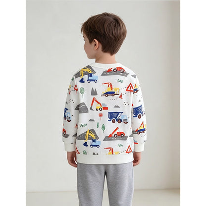 Kids Boys Cartoon Pattern Crew Neck Long Sleeves Sweatshirt