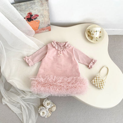 Baby Kids Girls Long Sleeves Plain Top and Sleeveless Dress