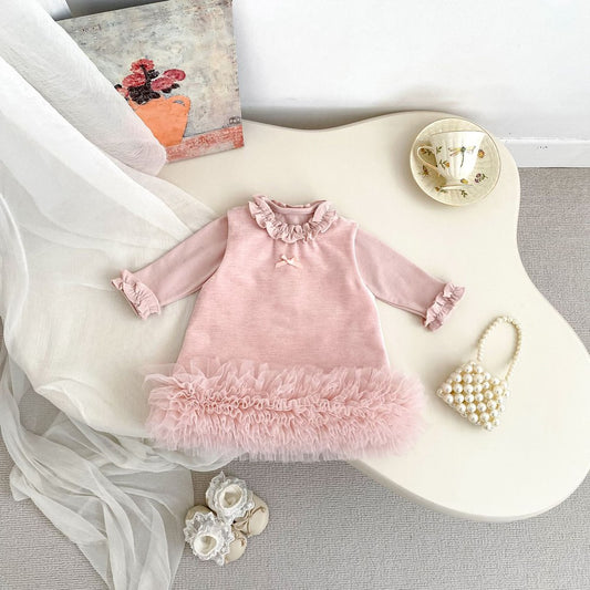 Baby Kids Girls Long Sleeves Plain Top and Sleeveless Dress