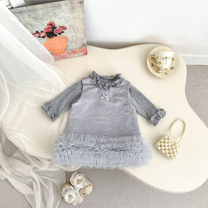 Baby Kids Girls Long Sleeves Plain Top and Sleeveless Dress