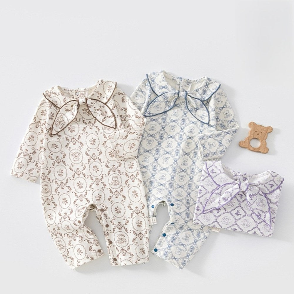 Baby Kids Unisex Long Sleeves Cartoon Pattern Rompers