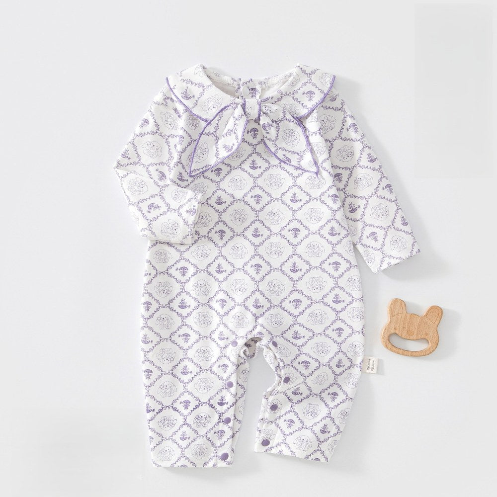 Baby Kids Unisex Long Sleeves Cartoon Pattern Rompers