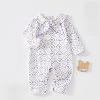 Baby Kids Unisex Long Sleeves Cartoon Pattern Rompers