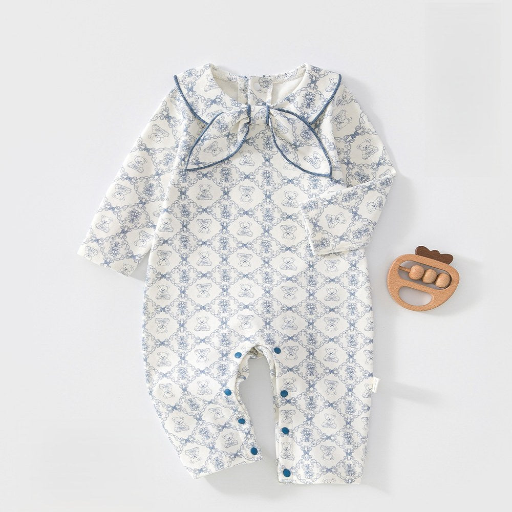Baby Kids Unisex Long Sleeves Cartoon Pattern Rompers