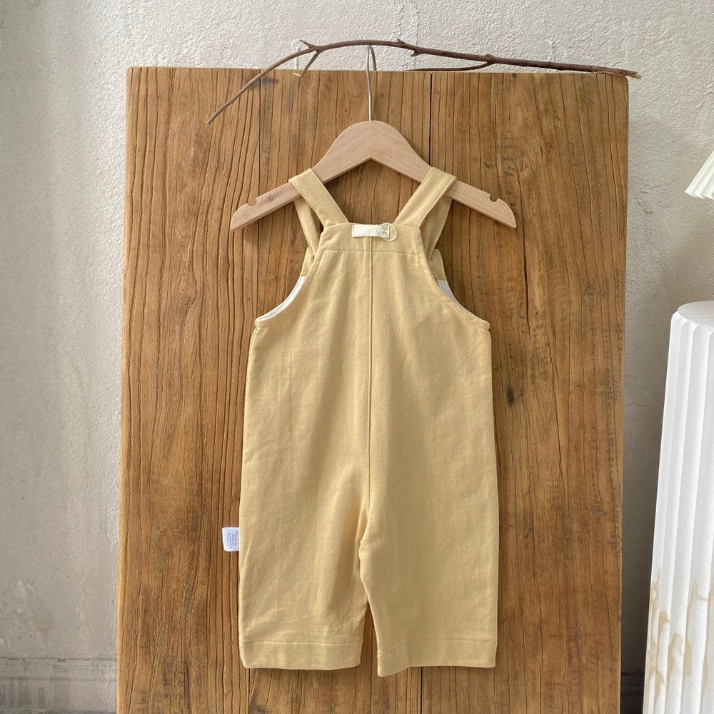 Baby Unisex Solid Color Sleeveless Romper Overalls