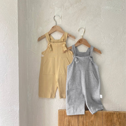 Baby Unisex Solid Color Sleeveless Romper Overalls