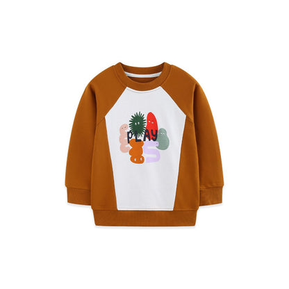 Kids Boys Cartoon Pattern Crew Neck Long Sleeves Sweatshirt