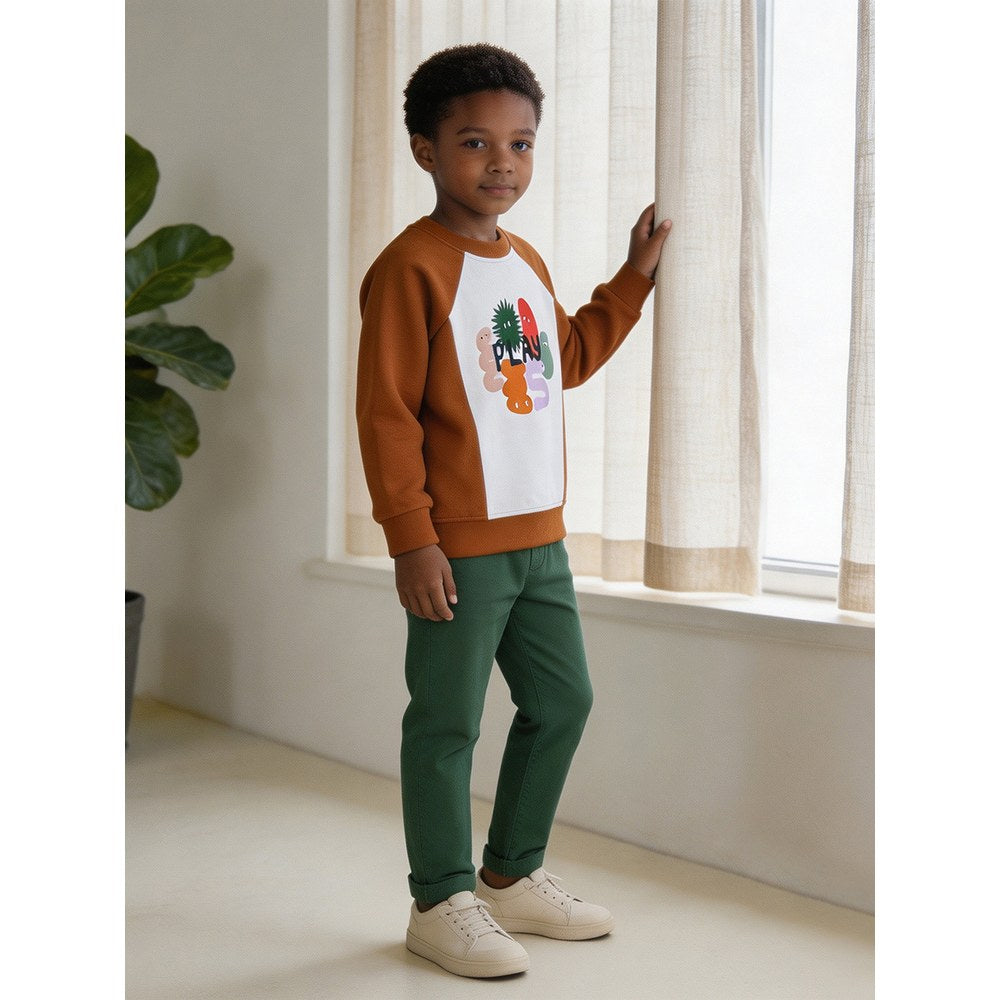 Kids Boys Cartoon Pattern Crew Neck Long Sleeves Sweatshirt