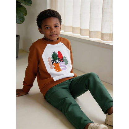 Kids Boys Cartoon Pattern Crew Neck Long Sleeves Sweatshirt