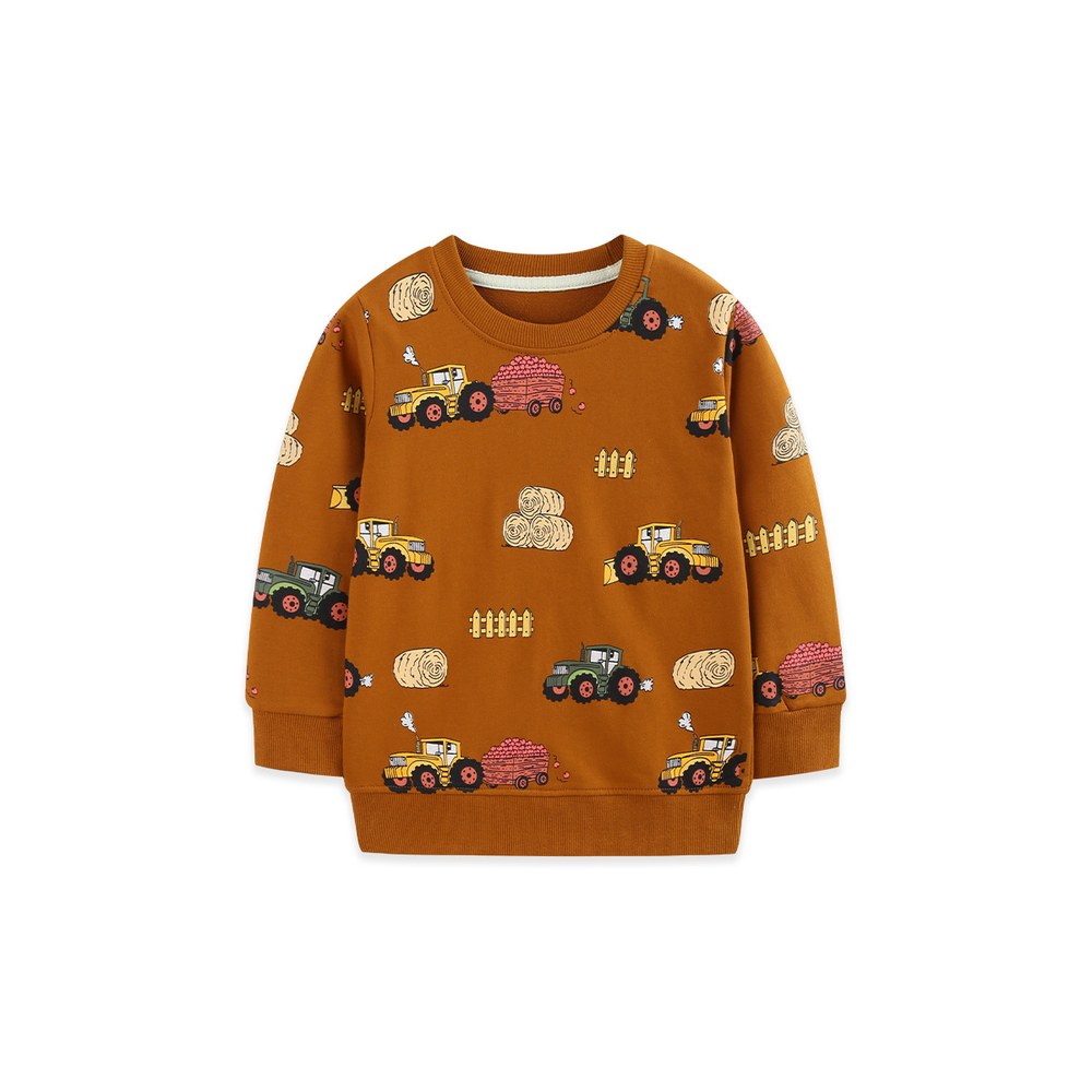 Kids Boys Cartoon Pattern Crew Neck Long Sleeves Sweatshirt