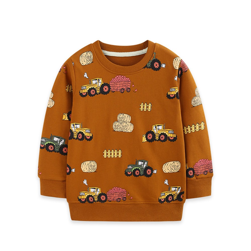 Kids Boys Cartoon Pattern Crew Neck Long Sleeves Sweatshirt