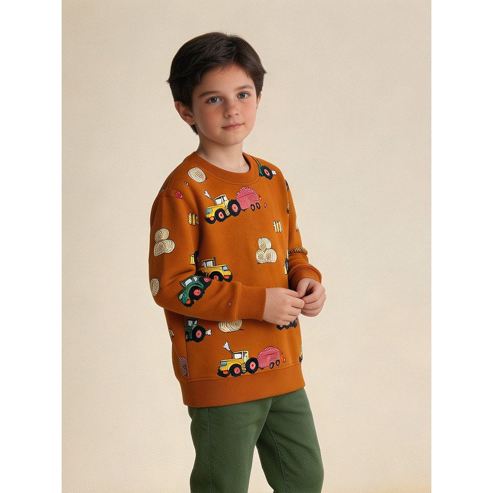 Kids Boys Cartoon Pattern Crew Neck Long Sleeves Sweatshirt