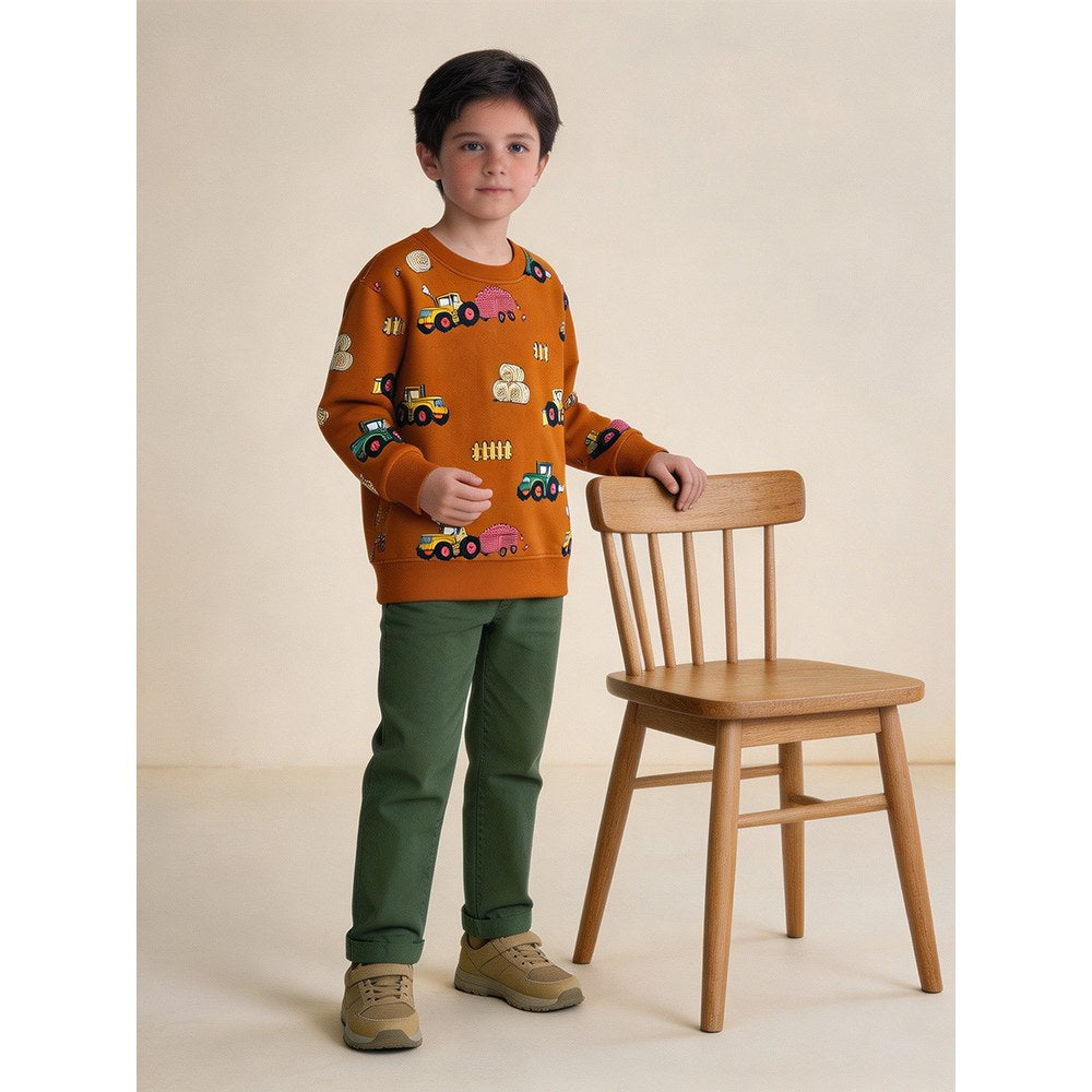 Kids Boys Cartoon Pattern Crew Neck Long Sleeves Sweatshirt