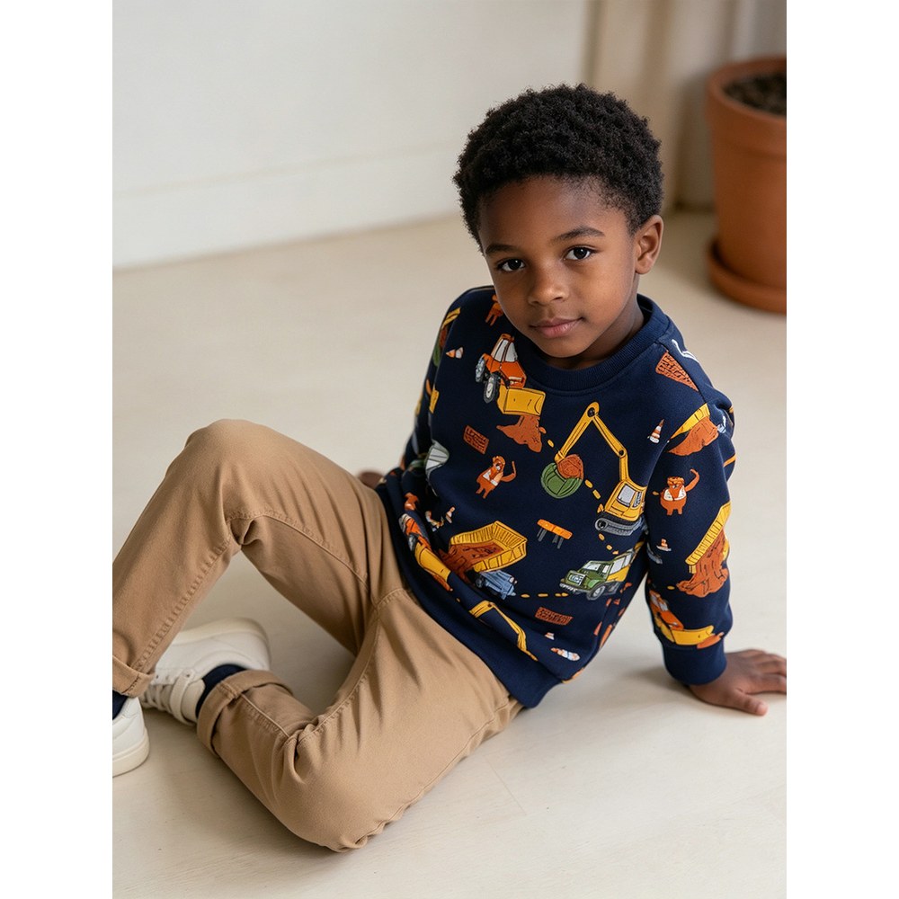 Kids Boys Cartoon Pattern Crew Neck Long Sleeves Sweatshirt