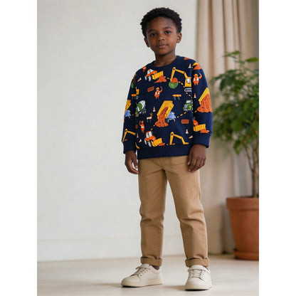 Kids Boys Cartoon Pattern Crew Neck Long Sleeves Sweatshirt