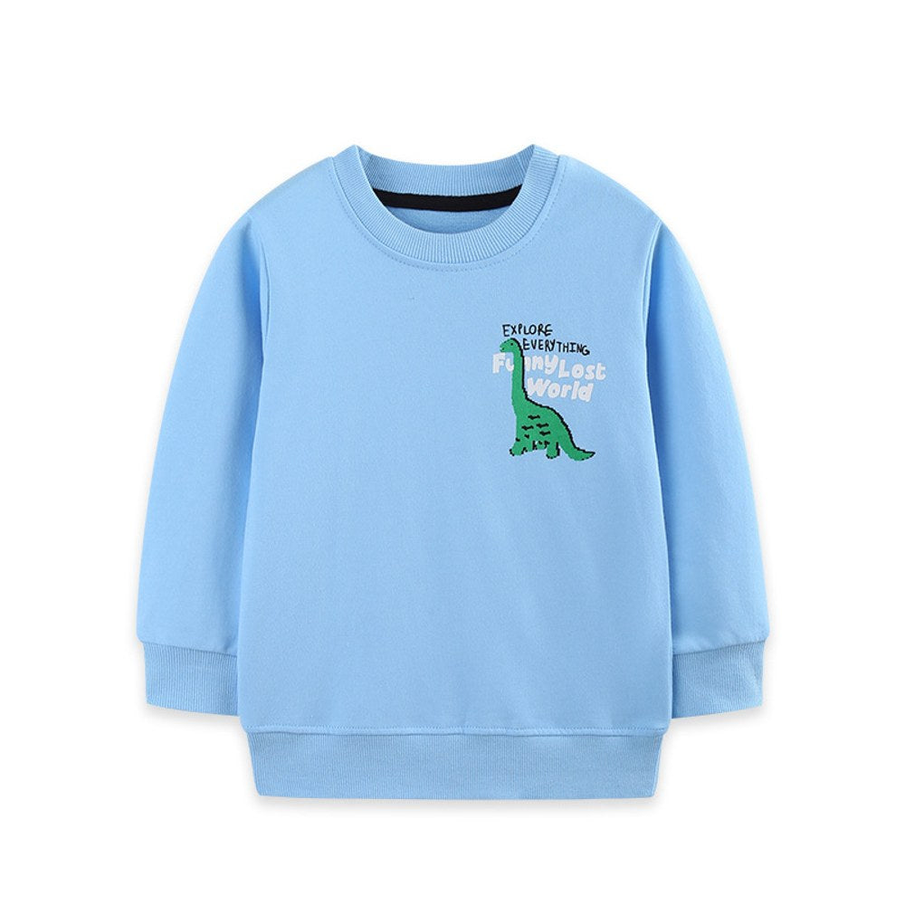 Kids Boys Animals Cartoon Pattern Crew Neck Long Sleeves Sweatshirt