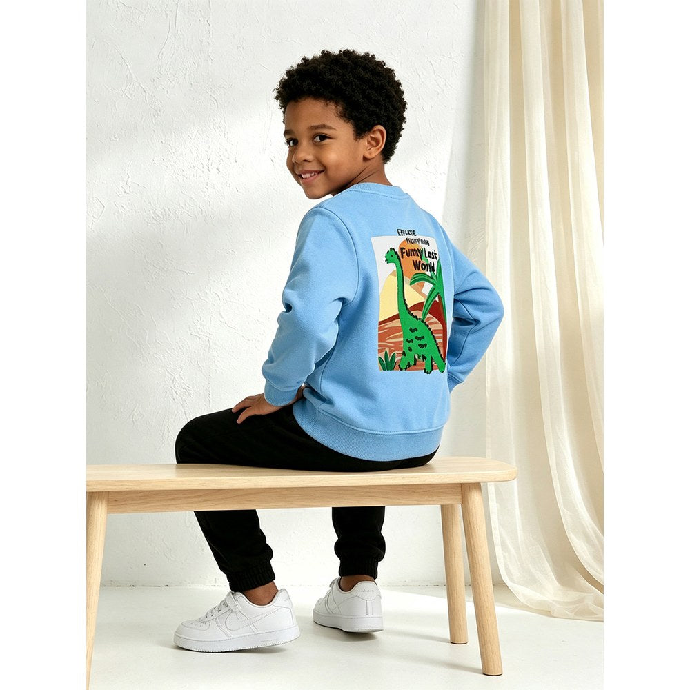 Kids Boys Animals Cartoon Pattern Crew Neck Long Sleeves Sweatshirt
