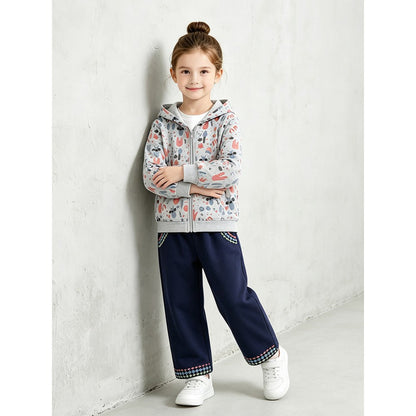 Baby Kids Girls Cartoon Pattern Long Sleeves Coat and Embroidery Pants 2-piece Clothing Set