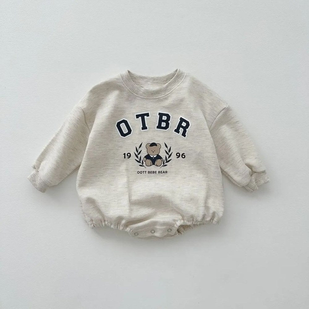 Baby Kids Long Sleeves Letters and Cartoon Pattern Bodysuit