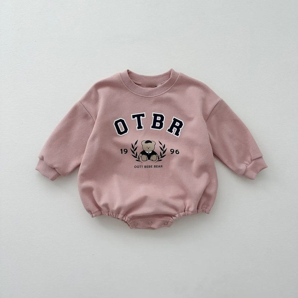 Baby Kids Long Sleeves Letters and Cartoon Pattern Bodysuit