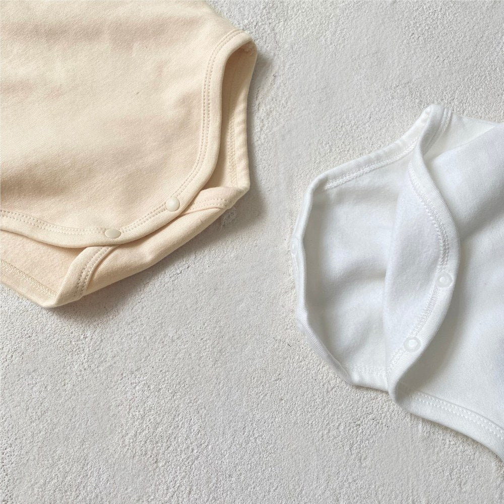 Baby Kids Long Sleeves Stitch-Trim Collar Bodysuit