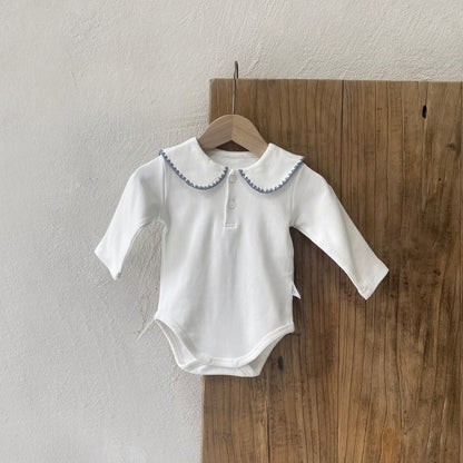 Baby Kids Long Sleeves Stitch-Trim Collar Bodysuit