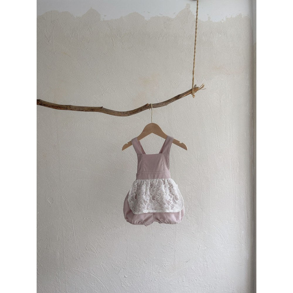 Baby Girls Sleeveless Vintage Lace Embroidery Strap Bodysuit