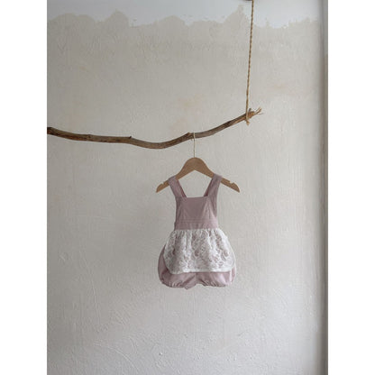 Baby Girls Sleeveless Vintage Lace Embroidery Strap Bodysuit