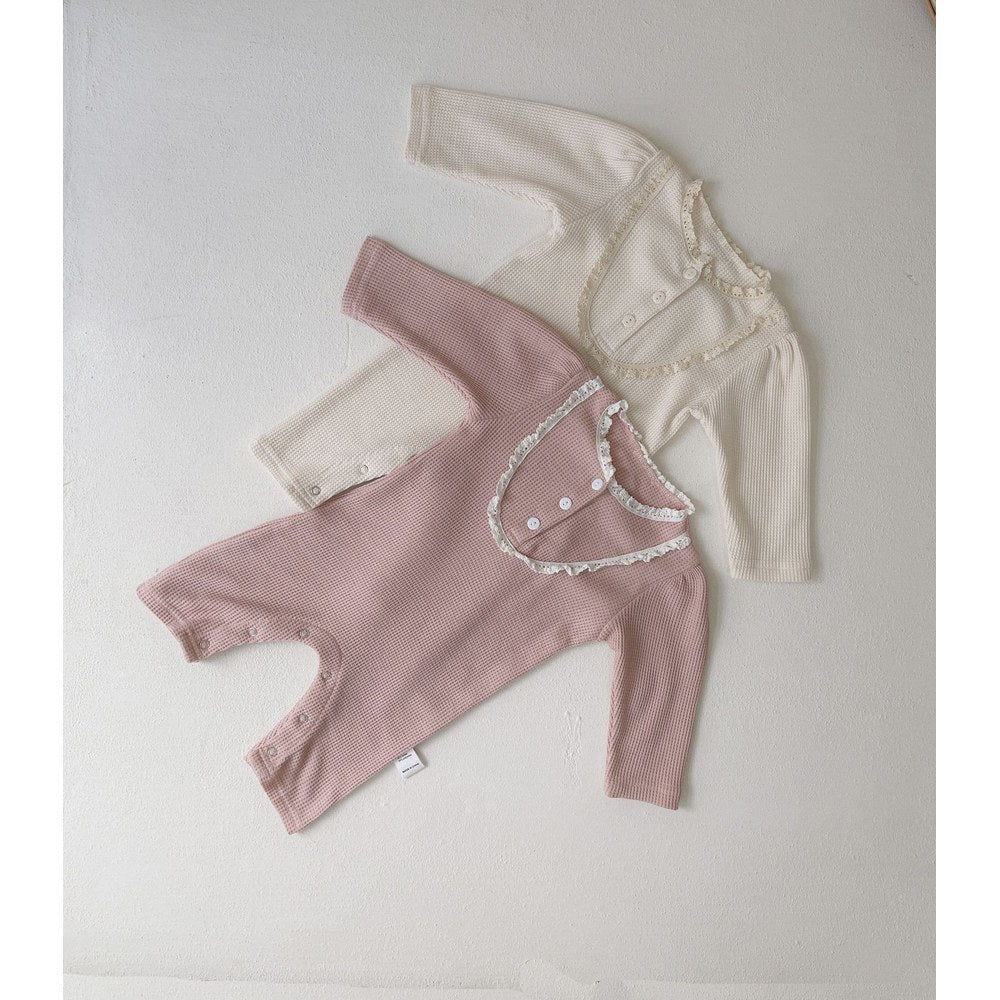 Baby Kids Long Sleeves Lace Trim Rompers