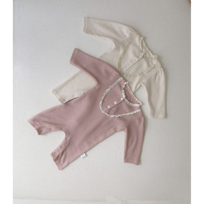 Baby Kids Long Sleeves Lace Trim Rompers
