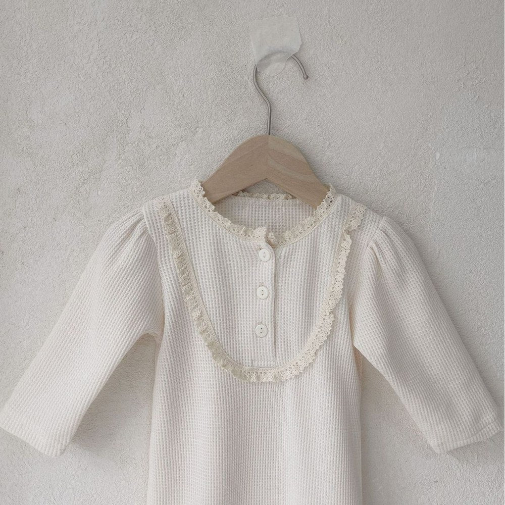 Baby Kids Long Sleeves Lace Trim Rompers