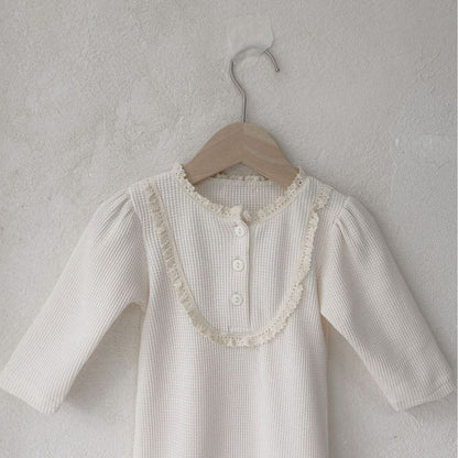 Baby Kids Long Sleeves Lace Trim Rompers