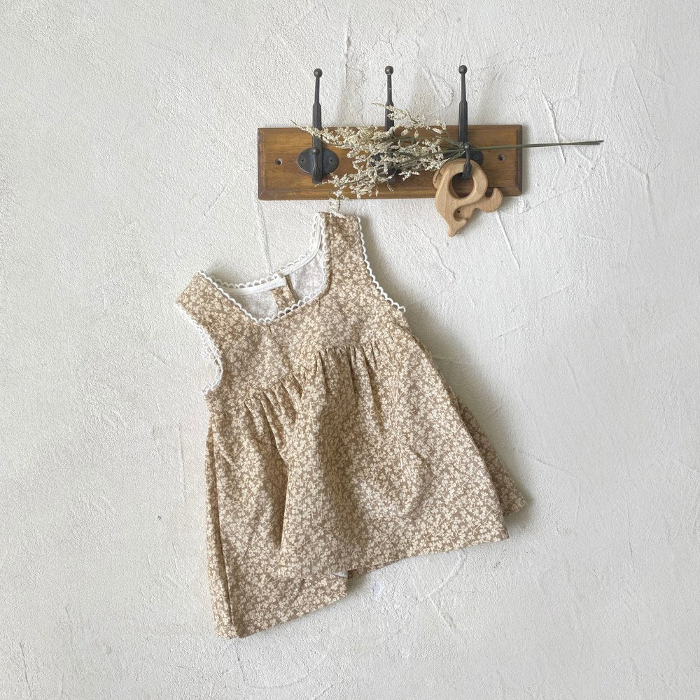 Baby Kids Girls Vintage Floral Sleeveless Wear-Outside Dress Vest