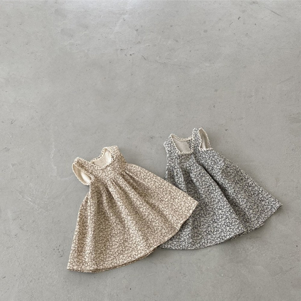 Baby Kids Girls Vintage Floral Sleeveless Wear-Outside Dress Vest