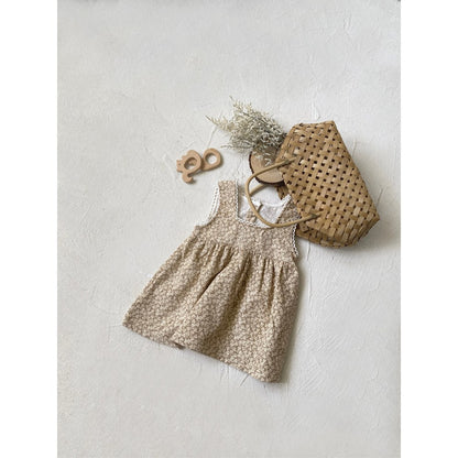 Baby Kids Girls Vintage Floral Sleeveless Wear-Outside Dress Vest
