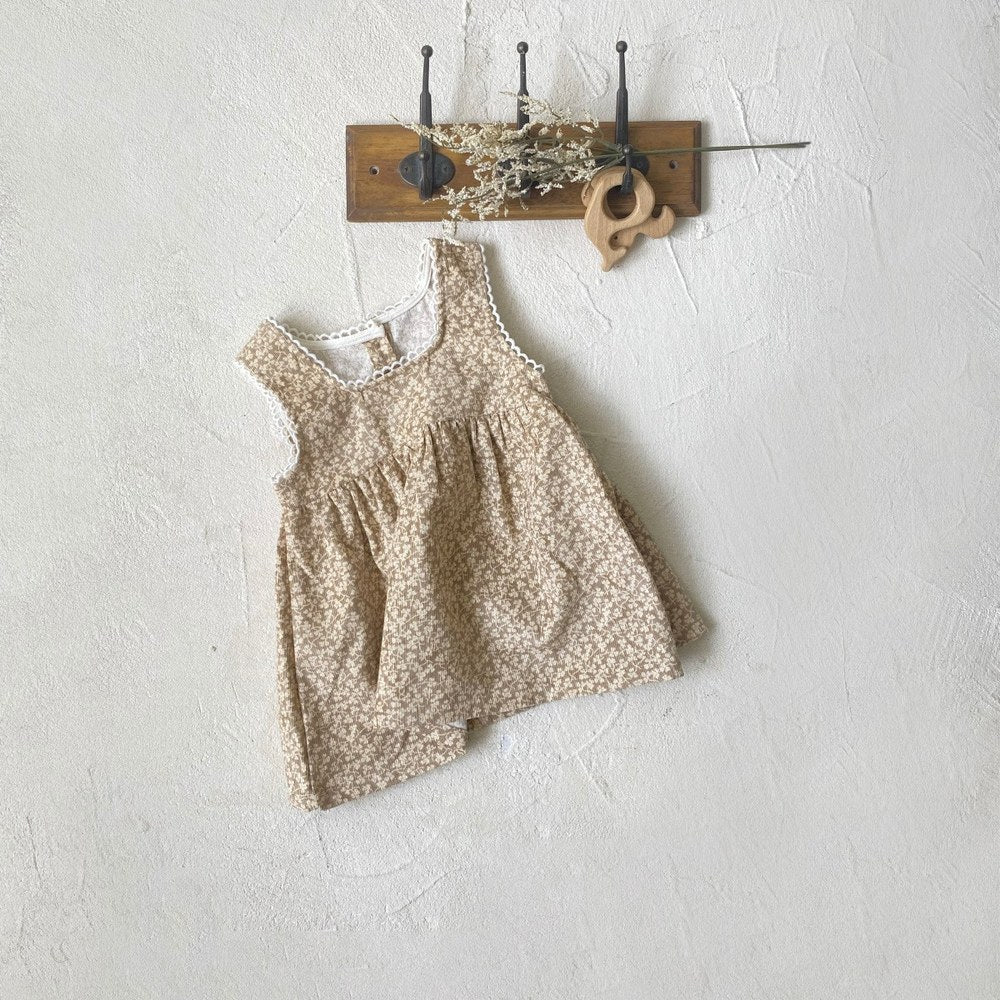 Baby Kids Girls Vintage Floral Sleeveless Wear-Outside Dress Vest