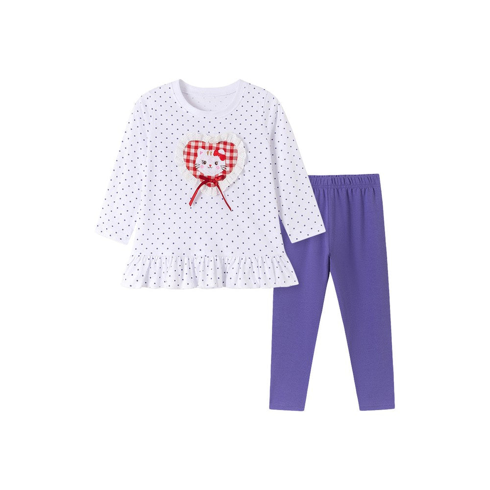 Baby Kids Girls Cartoon Pattern Long Sleeves Top and Pants 2-piece Clothing Set