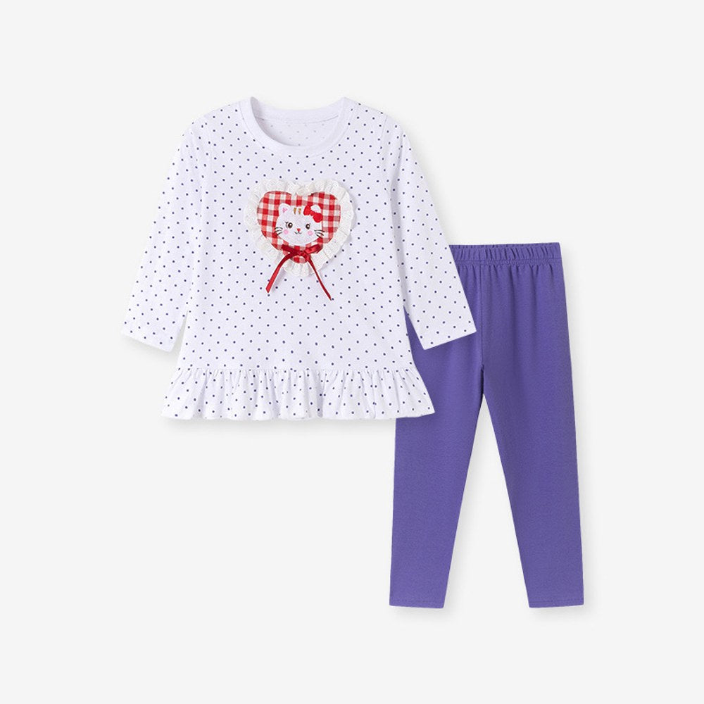 Baby Kids Girls Cartoon Pattern Long Sleeves Top and Pants 2-piece Clothing Set