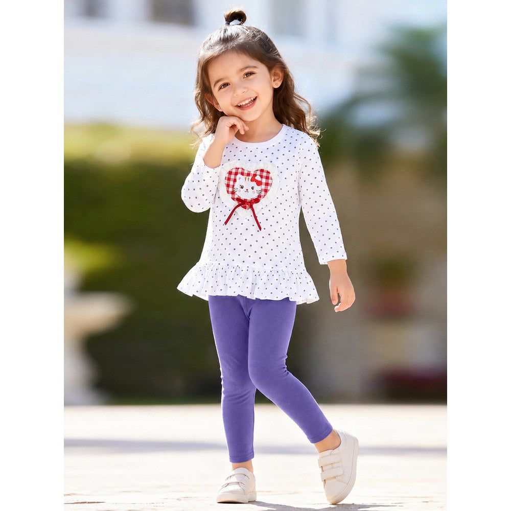 Baby Kids Girls Cartoon Pattern Long Sleeves Top and Pants 2-piece Clothing Set