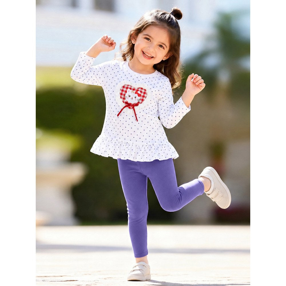 Baby Kids Girls Cartoon Pattern Long Sleeves Top and Pants 2-piece Clothing Set