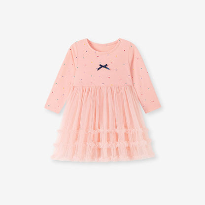 Baby Kids Girls Princess Dots Pattern Long Sleeves Tulle Dress