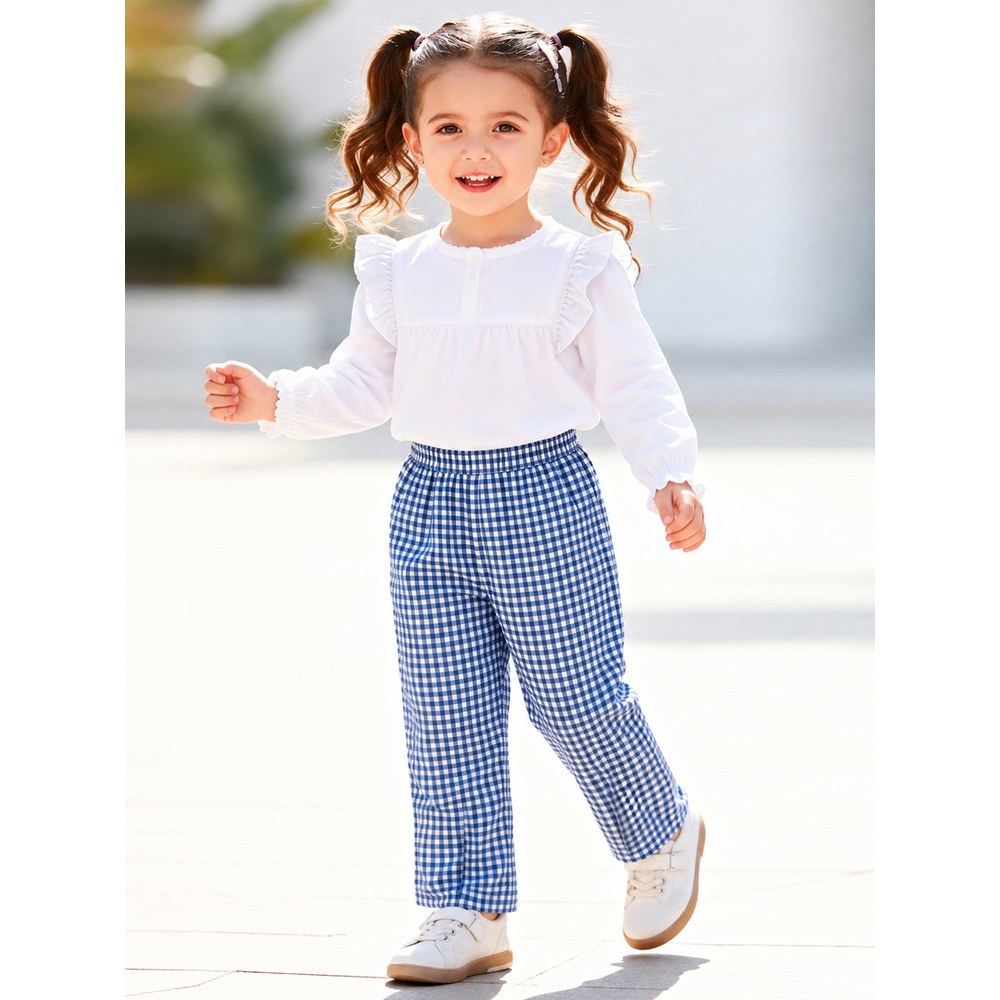 Plaid Pattern Pants for Girls