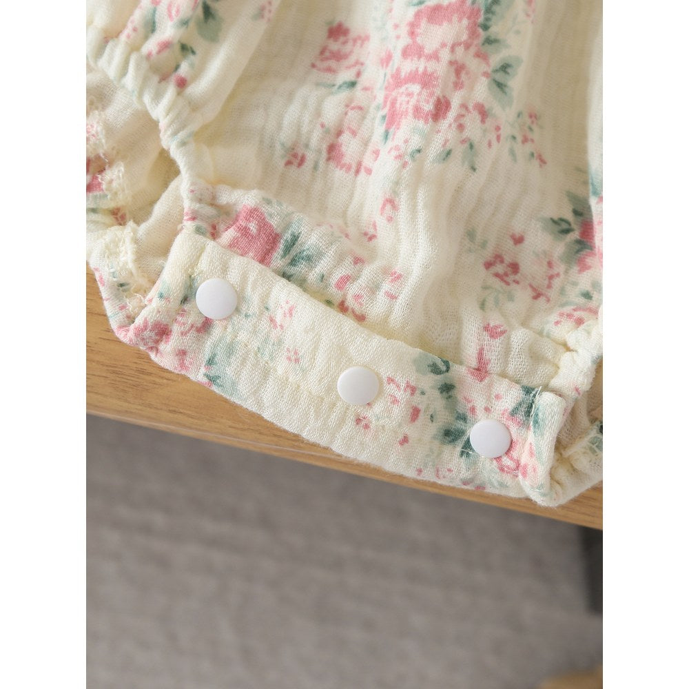 Baby Girls Flowers Pattern Long Sleeves Bodysuit