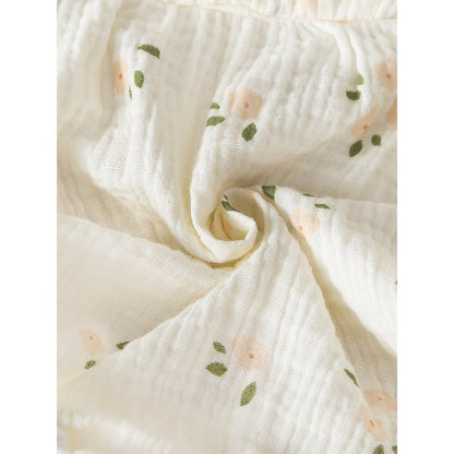 Baby Girls Flowers Pattern Short Sleeves Bodysuit
