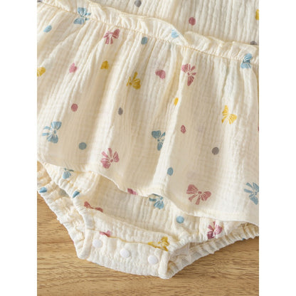Baby Girls Butterfly-bows Pattern Short Sleeves Bodysuit