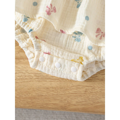 Baby Girls Butterfly-bows Pattern Short Sleeves Bodysuit