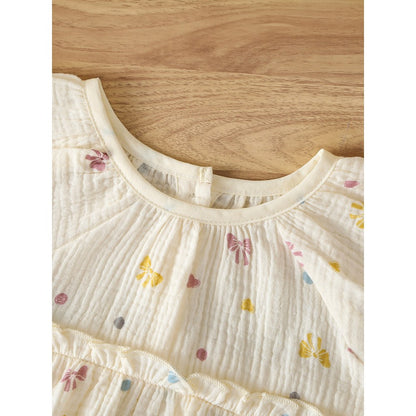 Baby Girls Butterfly-bows Pattern Short Sleeves Bodysuit