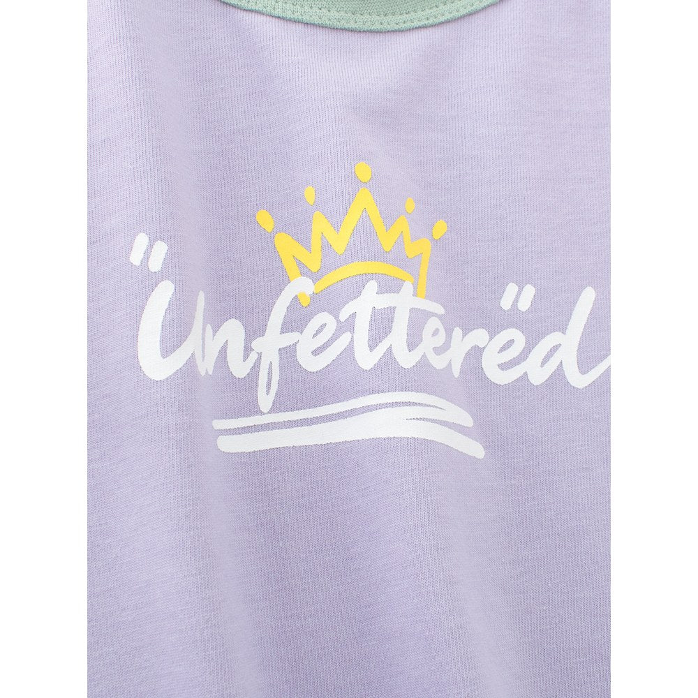 Kids Girls Letters Print Crew Neck Color Patchwork Long Sleeves Top